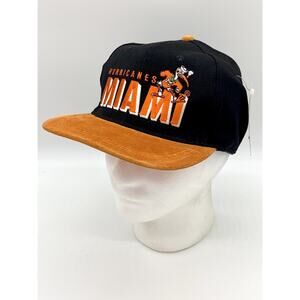 Brand New Vtg Miami Hurricanes Snapback Hat Cap Orange Black Fitted Large NOS